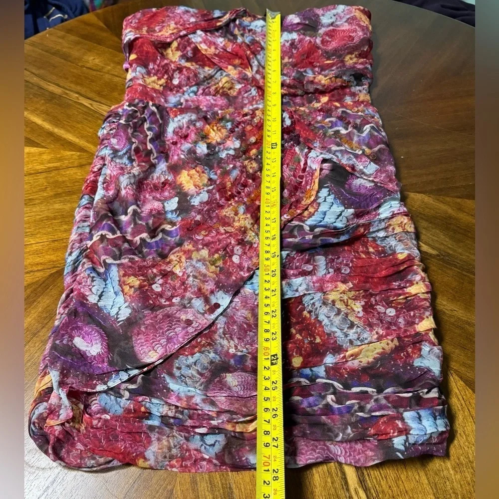 Diane von Furstenberg Garvin Silk Dress Ruffle Layers Floral Strapless Party 6 - Picture 4 of 8